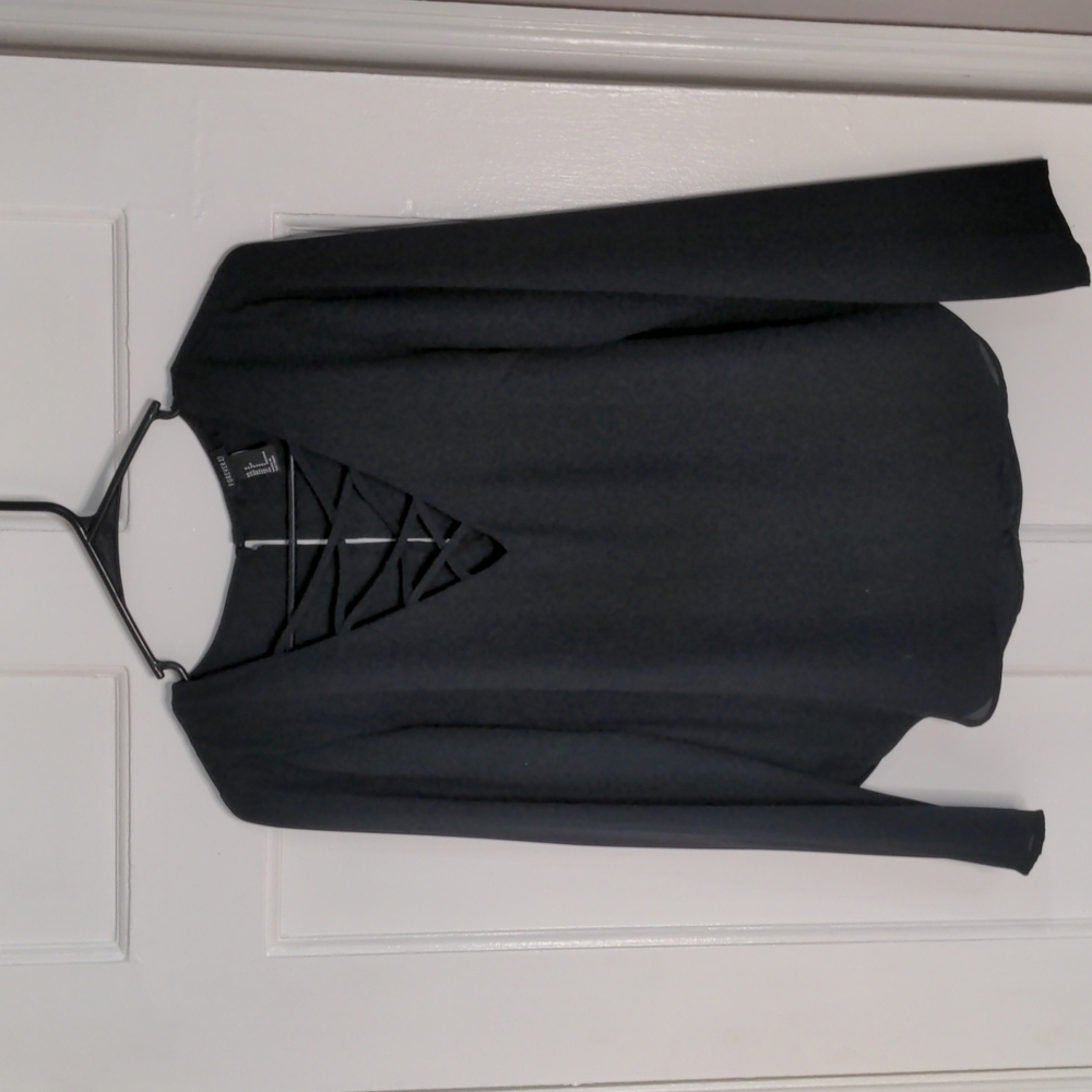 Forever 21 black lace up blouse